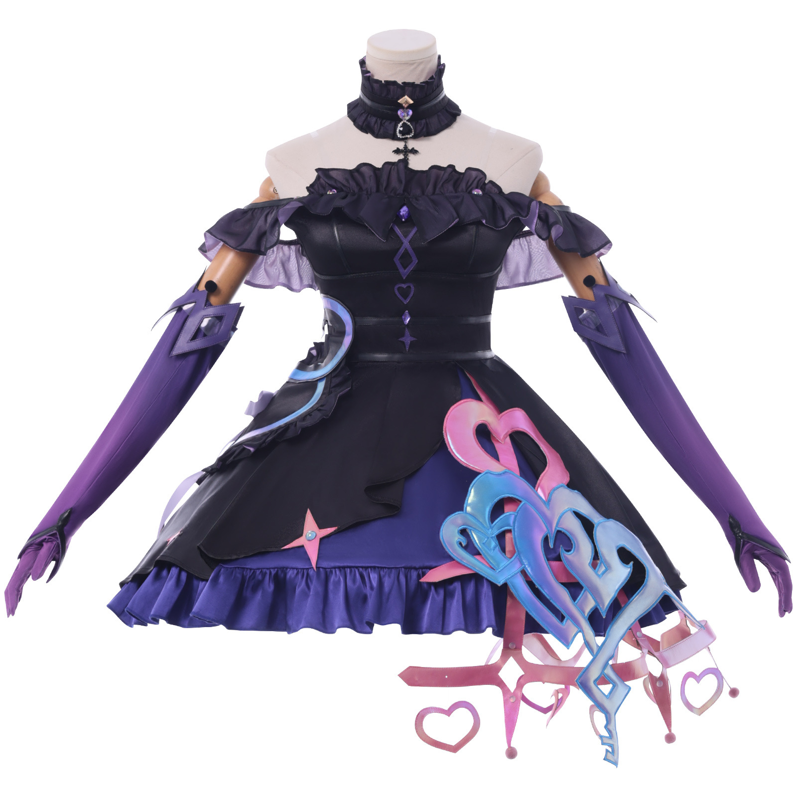 Anime Cosplay Link - Sanrio Kuromi Linked Lolita Cosplay-kostuum, volledige