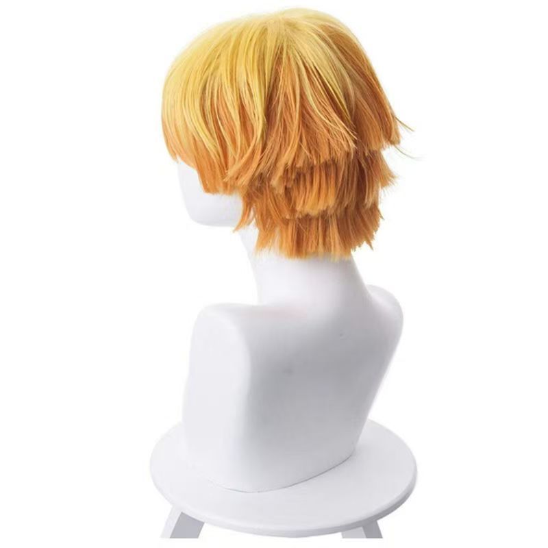 Cosplay Anime Zenitsu - Gele Ombre gelaagde korte cosplay pruik