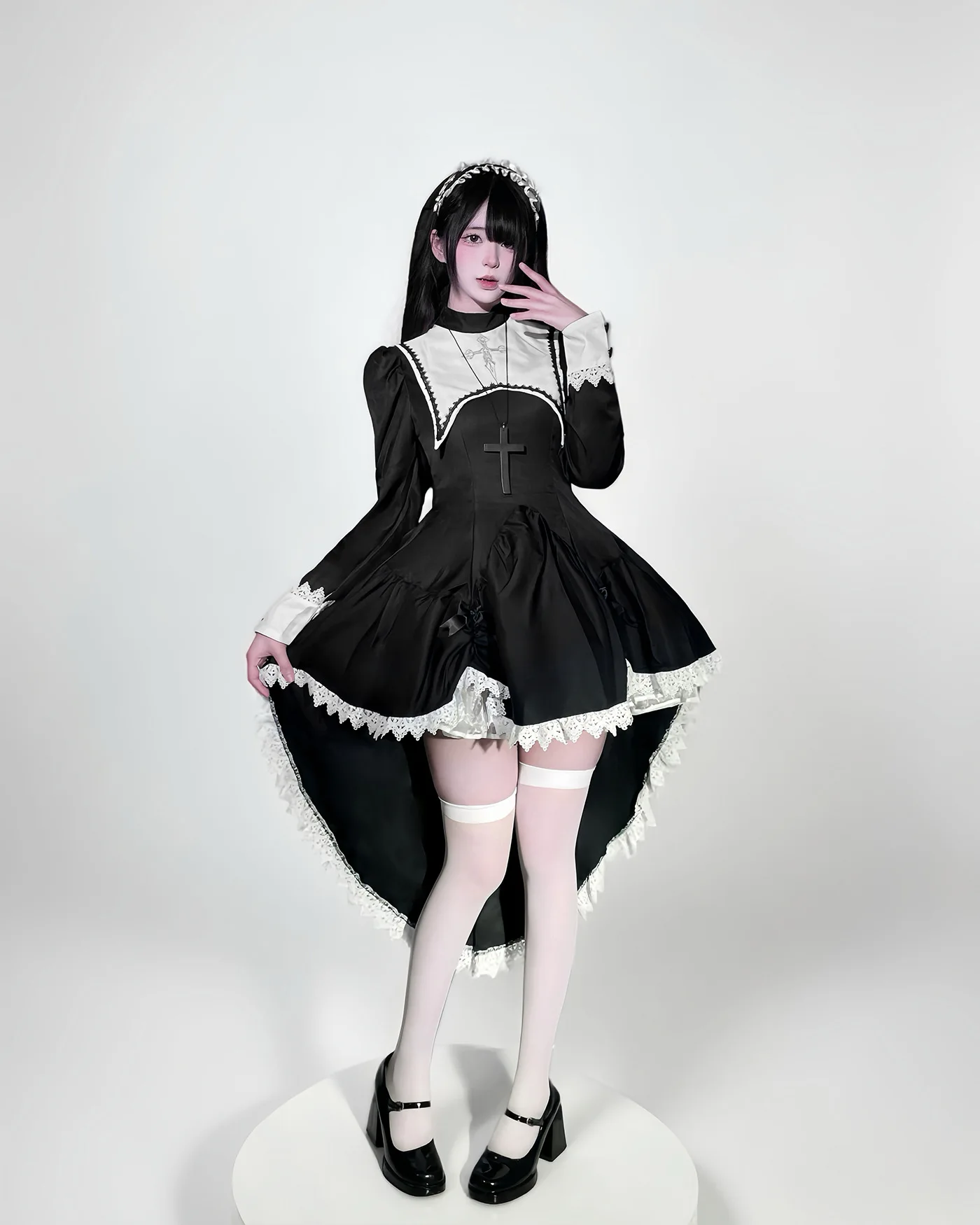 2025 nieuwe Zwarte Gothic Nun  - Cosplay Anime Black recensie en prijs