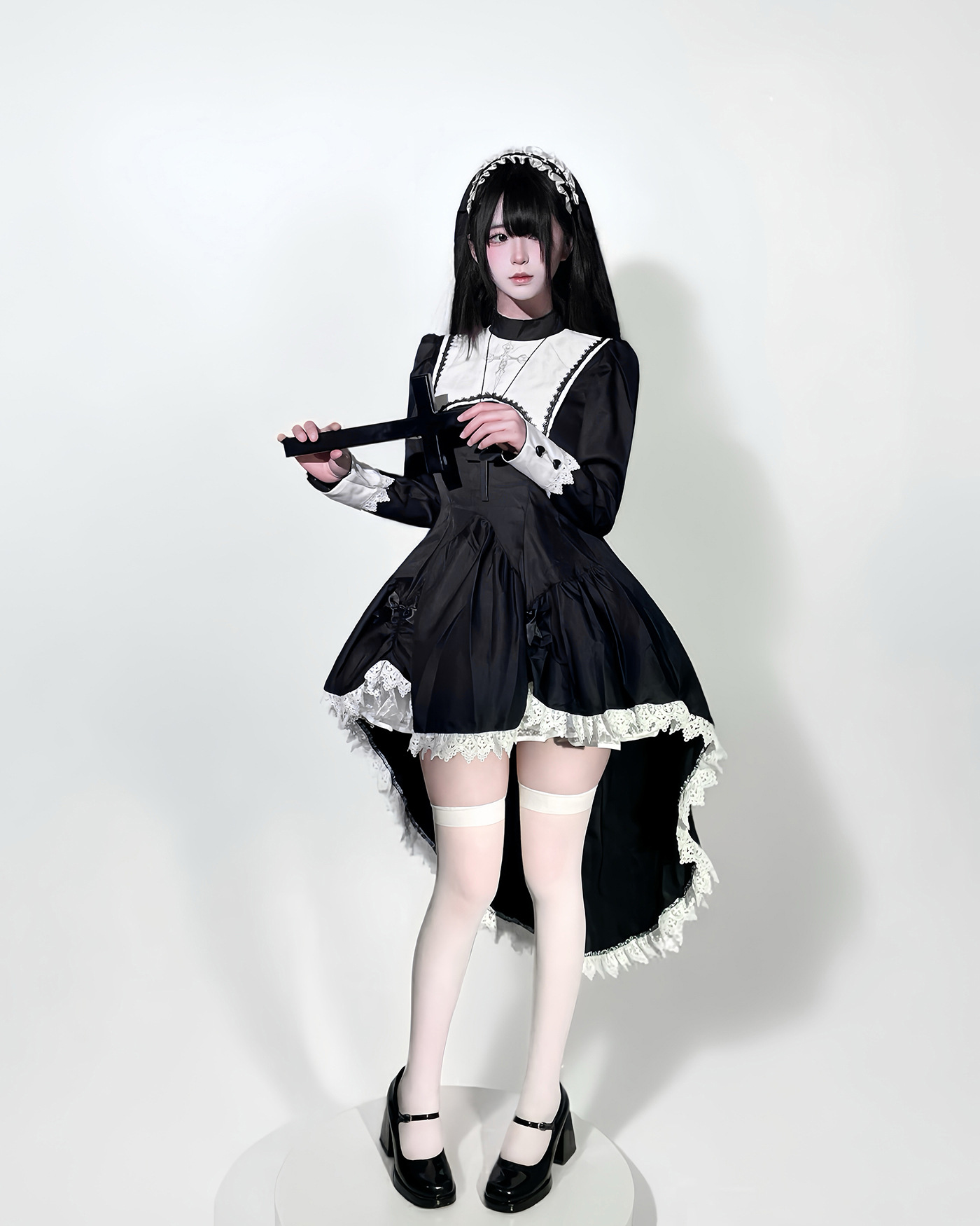 2025 nieuwe Zwarte Gothic Nun  - Cosplay Anime Black recensie en prijs