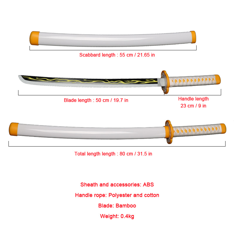 80 cm/31.5in Katana Handgemaak - Cosplay Anime Zenitsu recensie en prijs