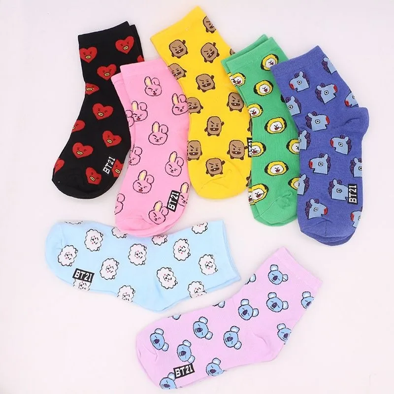 Kawaii BT21 Cartoon Sokken Leu - Cosplay Korean Anime recensie en prijs