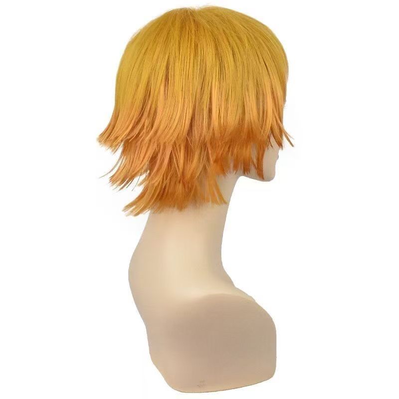 Gele Ombre gelaagde korte cosp - Cosplay Anime Zenitsu recensie en prijs